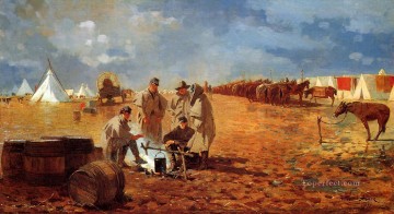 Un día lluvioso en el campamento, también conocido como campamento cerca de Yorktown, pintor realista Winslow Homer Pinturas al óleo